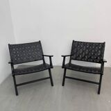 Pair of "Hollywood" model leather armchairs by Olivier de Schrijver