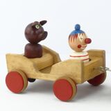 Train en bois avec figurines années 50