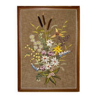 MCM needlepoint wall art - wild flower bouquet