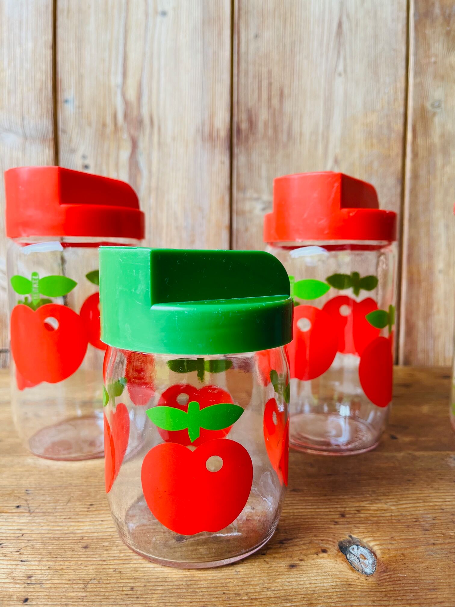 Henkel vintage apple glass jar set