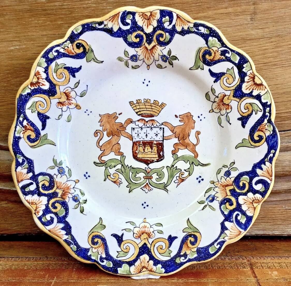 6 old dessert plates Desvres Fourmaintraux Rouen model Dinan 2