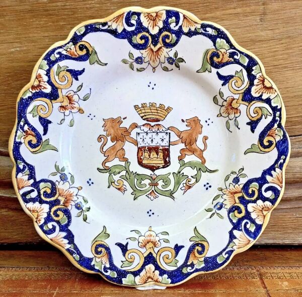 6 anciennes assiettes à dessert Desvres Fourmaintraux Rouen modèle Dinan 2