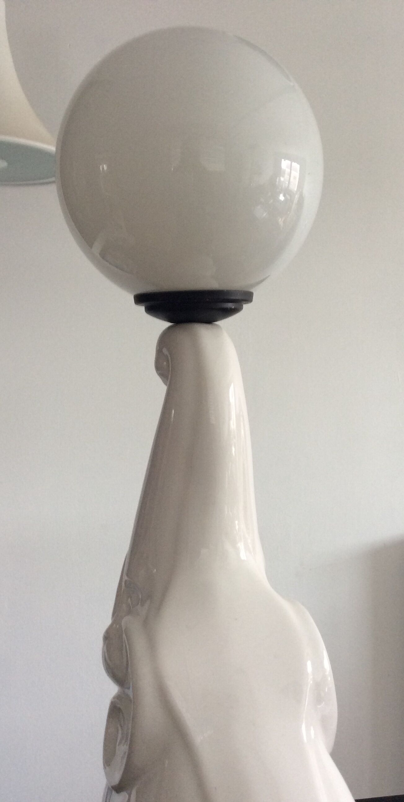 Vintage elephant lamp ceramic and opaline