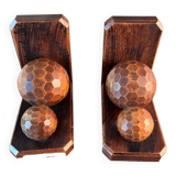 Pair of carved wooden bookends