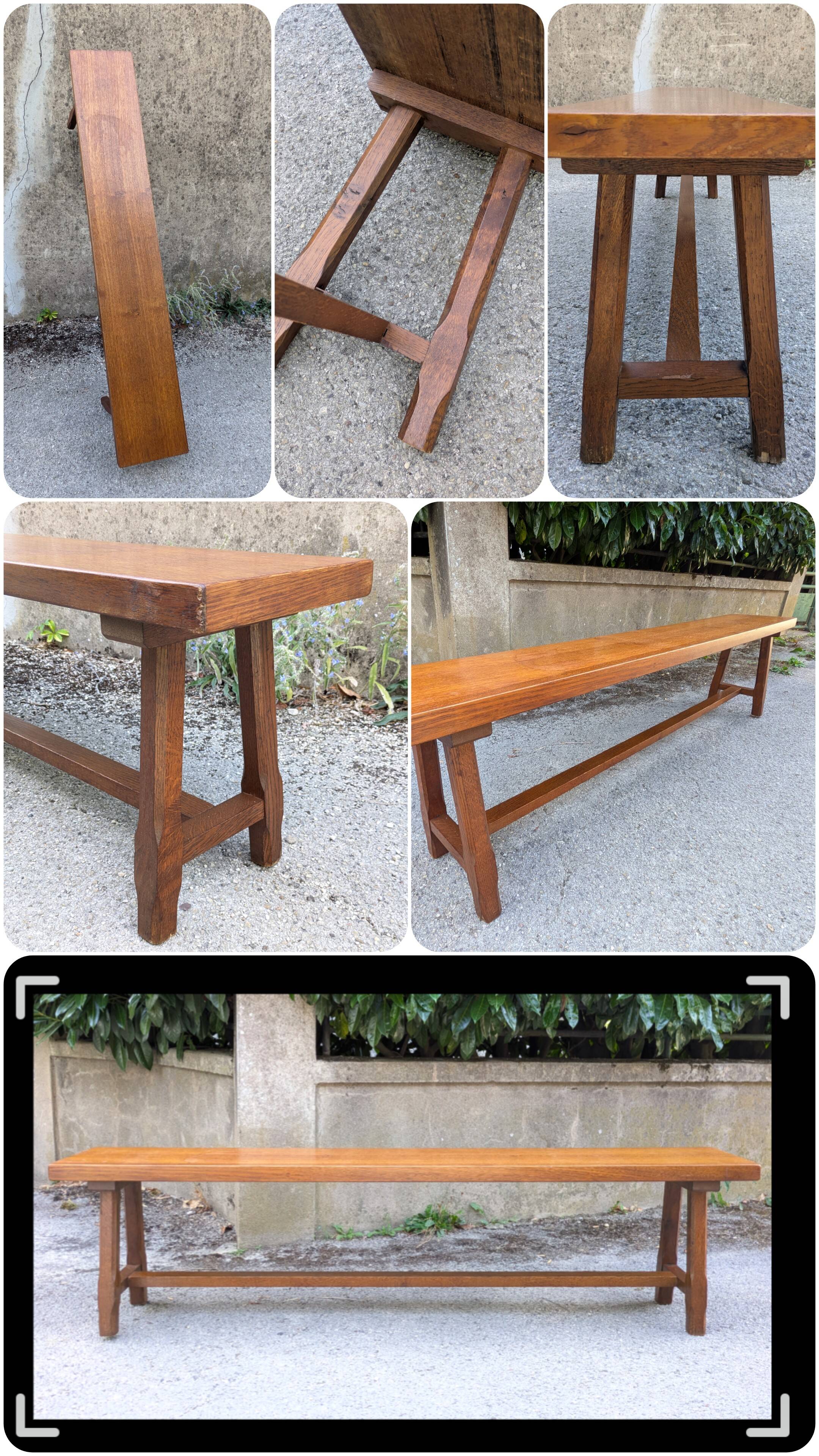 Banc rustique en chêne, France, 1970