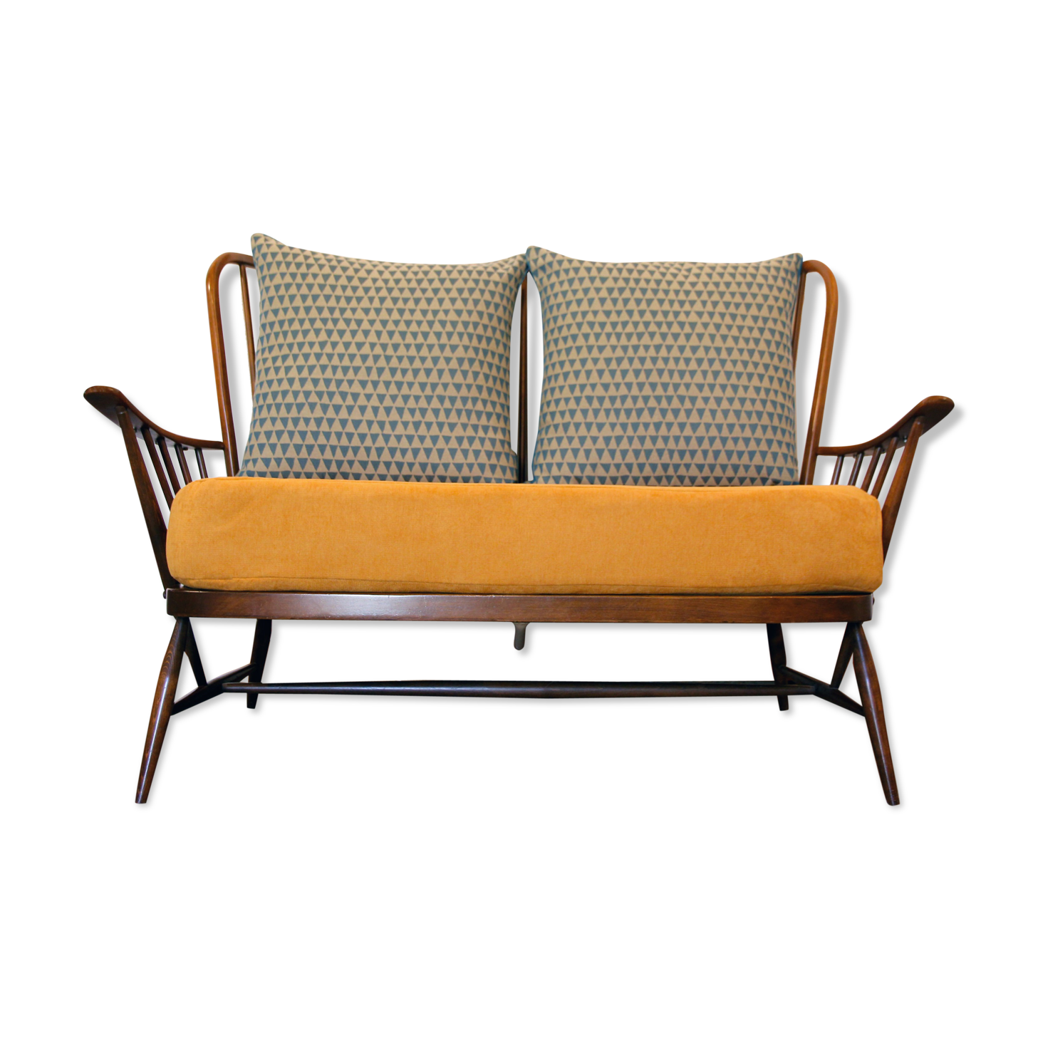 Ercol Springtime mustard yellow sofa