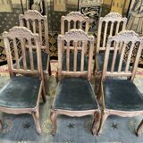 Suite of 6 Louis XV solid oak style chairs