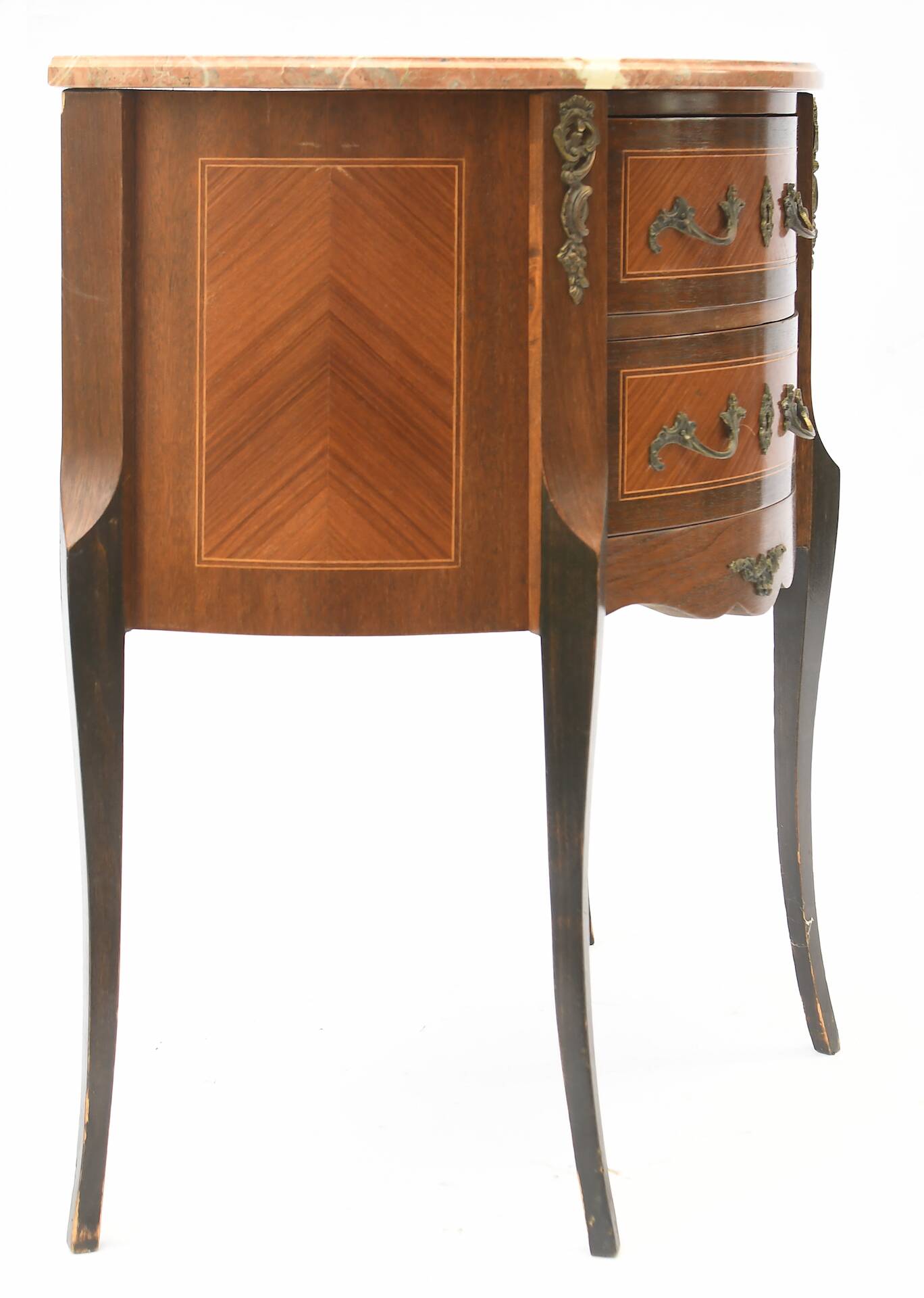 Transition style half-moon chest of drawers