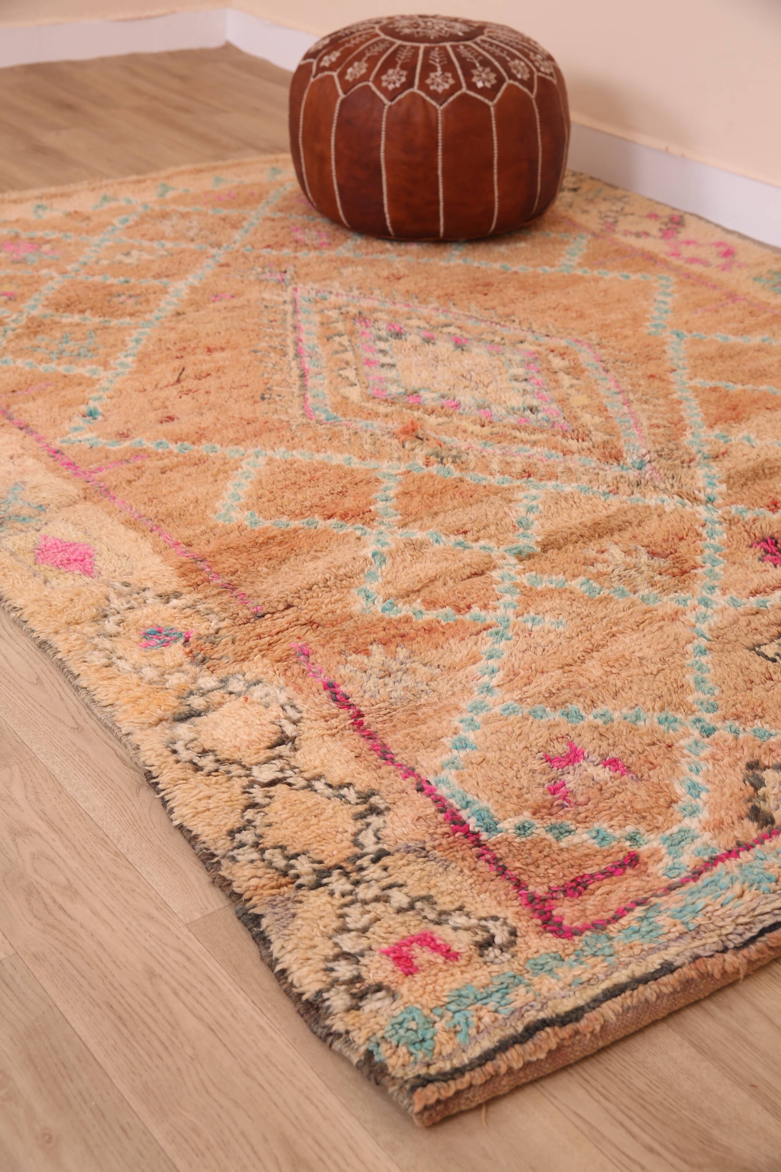 Peach Vintage Moroccan Rug 170 x 230 cm, Berber Wool Rug, Handmade Boho Rug