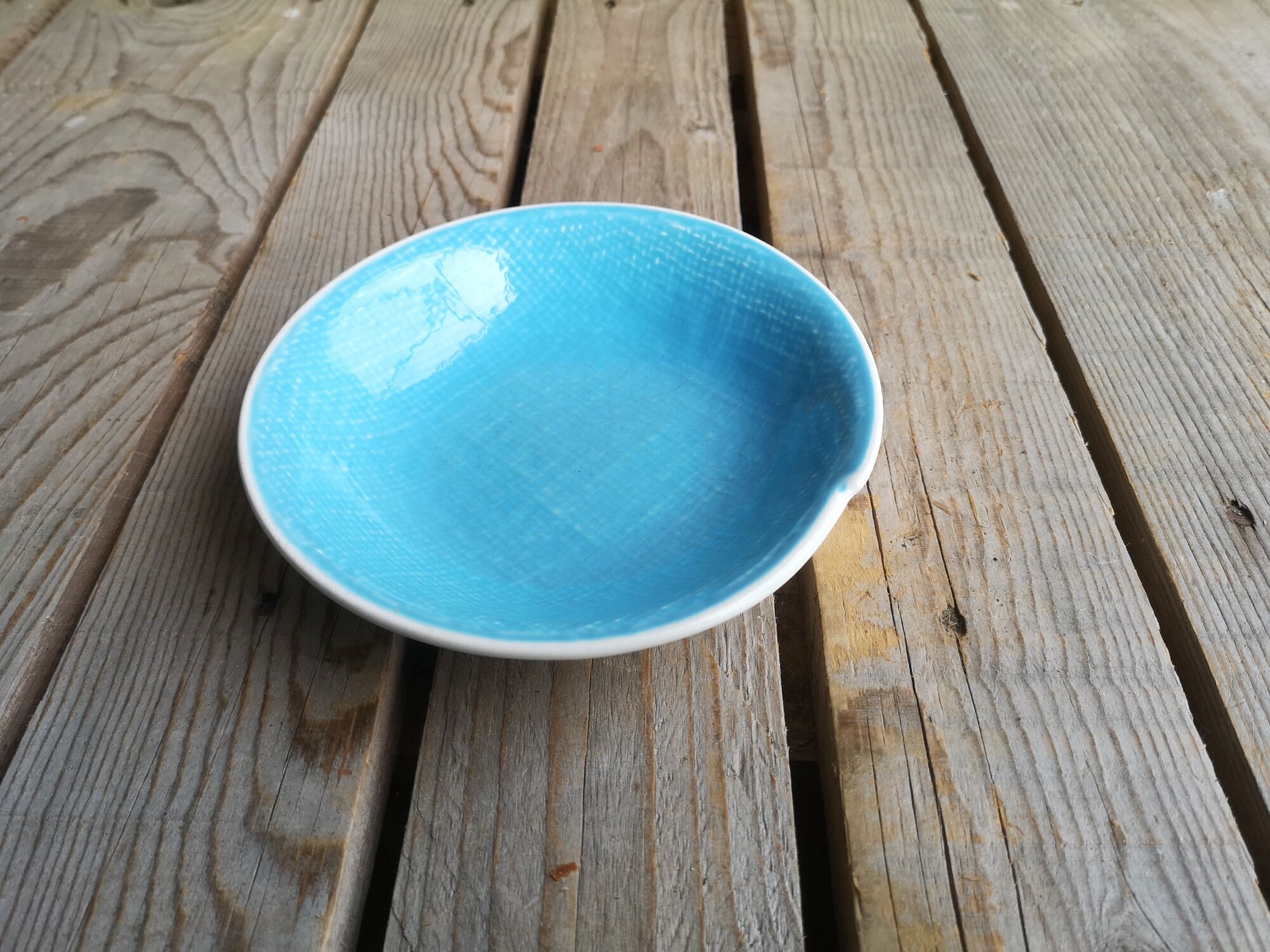 Blue Saucer in Faience from Salins Collection Deauville