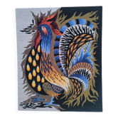 tapisserie au coq "aurore" années 70 fait main