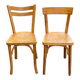 2 Scandinavian bistro chairs by Baumann in light wood from 1980.