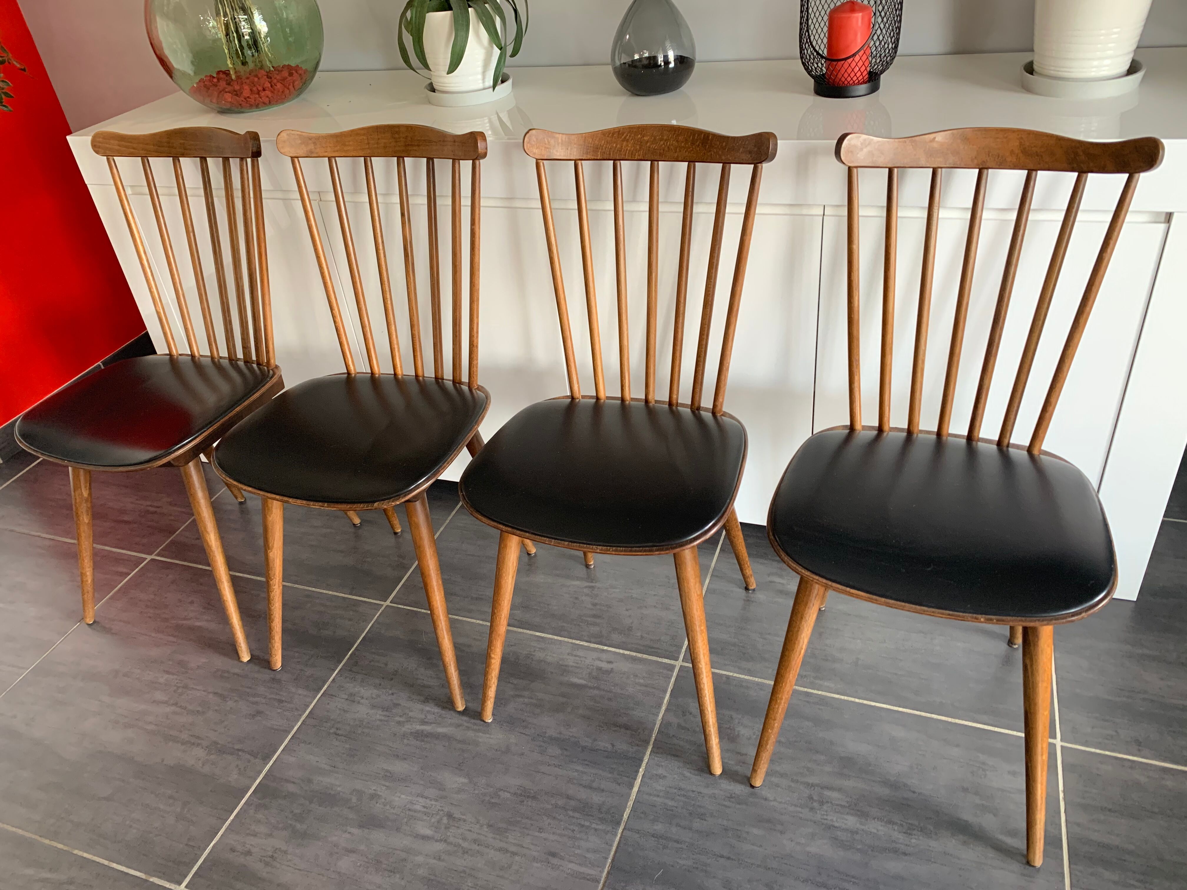 Série de 4 chaises Baumann Menuet, vintage, des années 1970