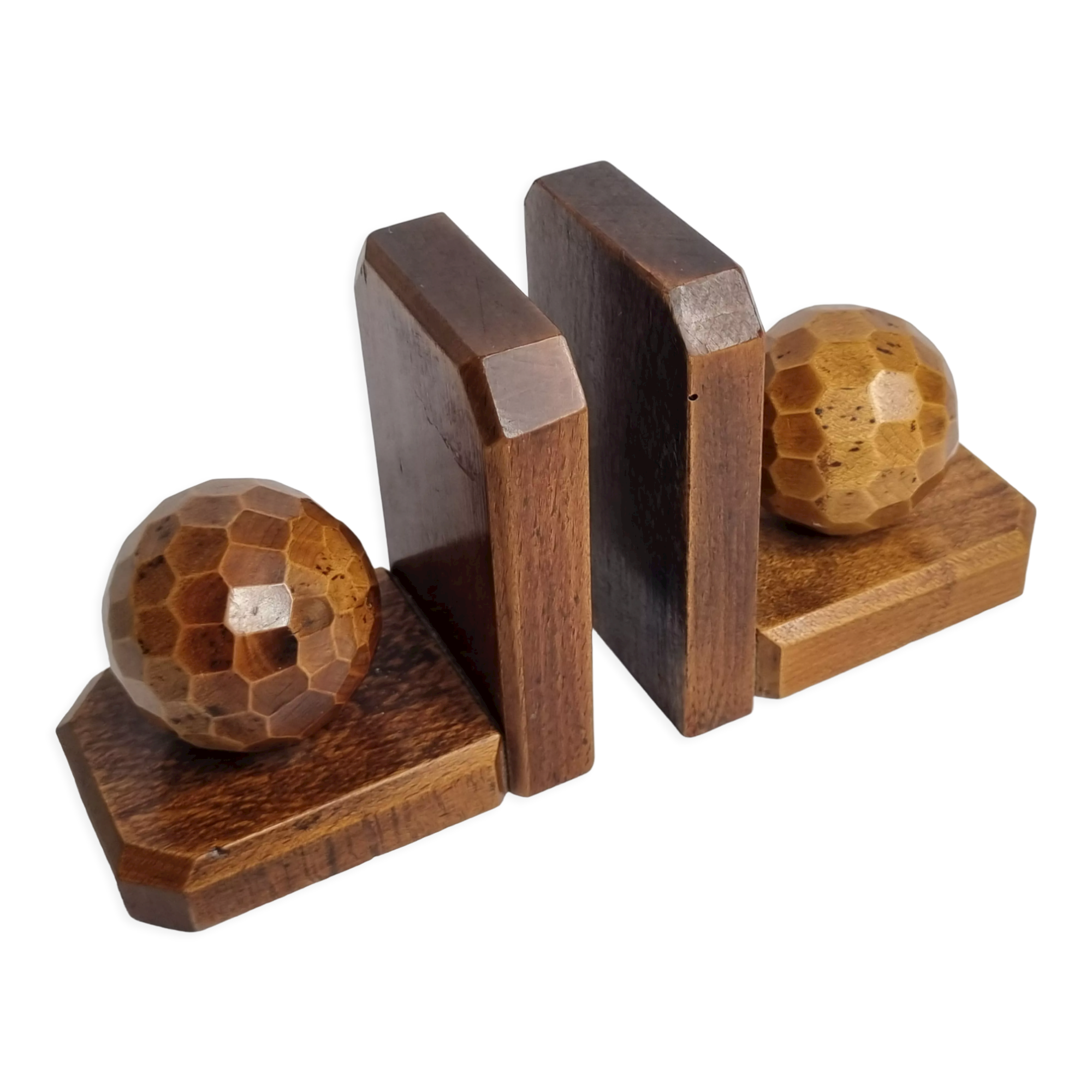 Pair of wooden bookends in art deco style, 10 cm