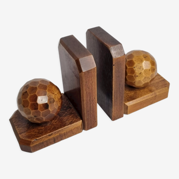 Paire de serre-livres en bois de style art déco, 10 cm