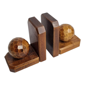 Pair of wooden bookends in art deco style, 10 cm