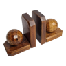 Pair of wooden bookends in art deco style, 10 cm