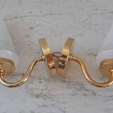 Pair of glass and gilded metal sconces 50s