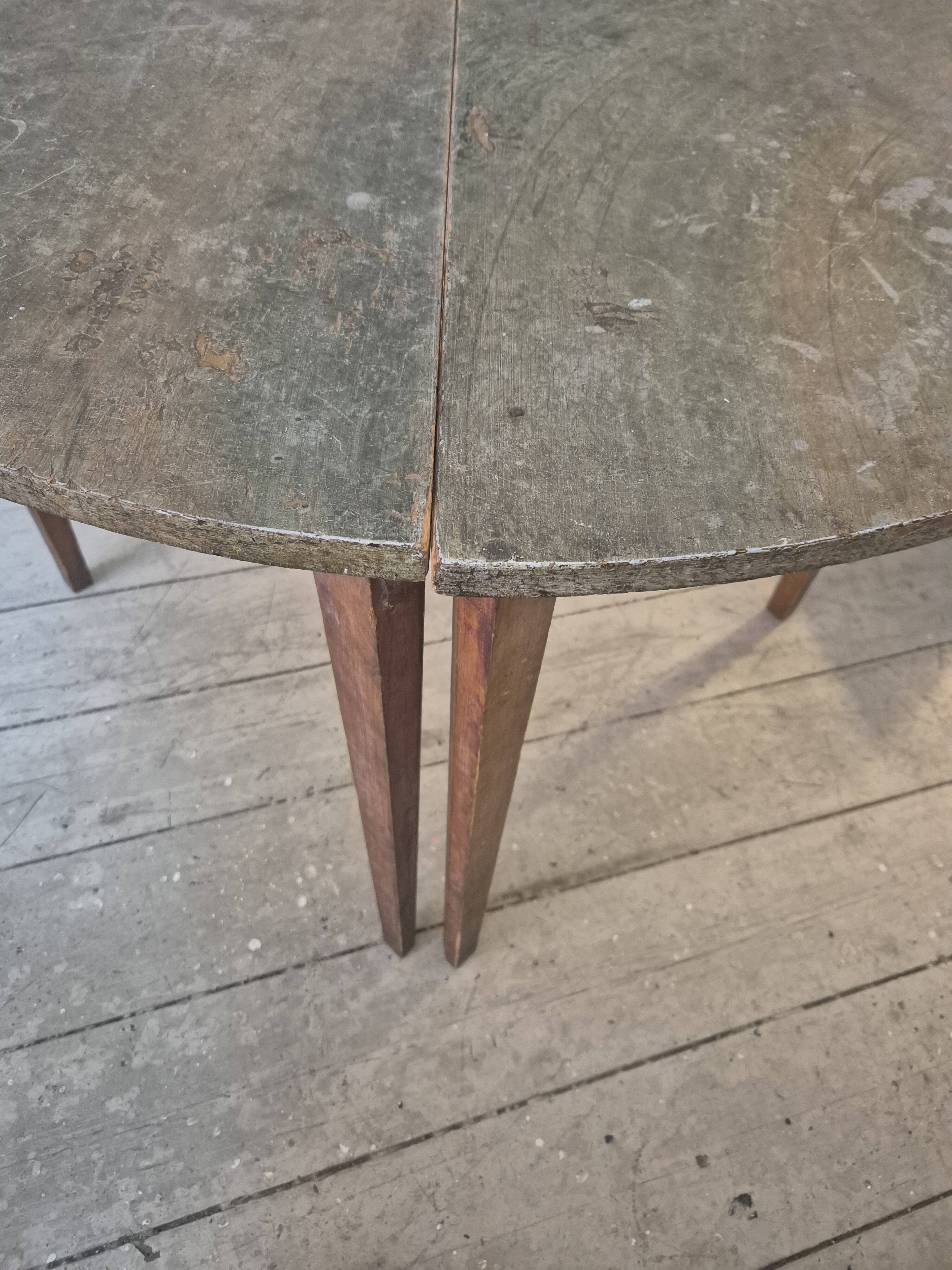 Half-moon tables with original marbled tops, Swedish provincial style Allmoge, 1860s