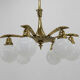 Art nouveau brass and glass chandelier