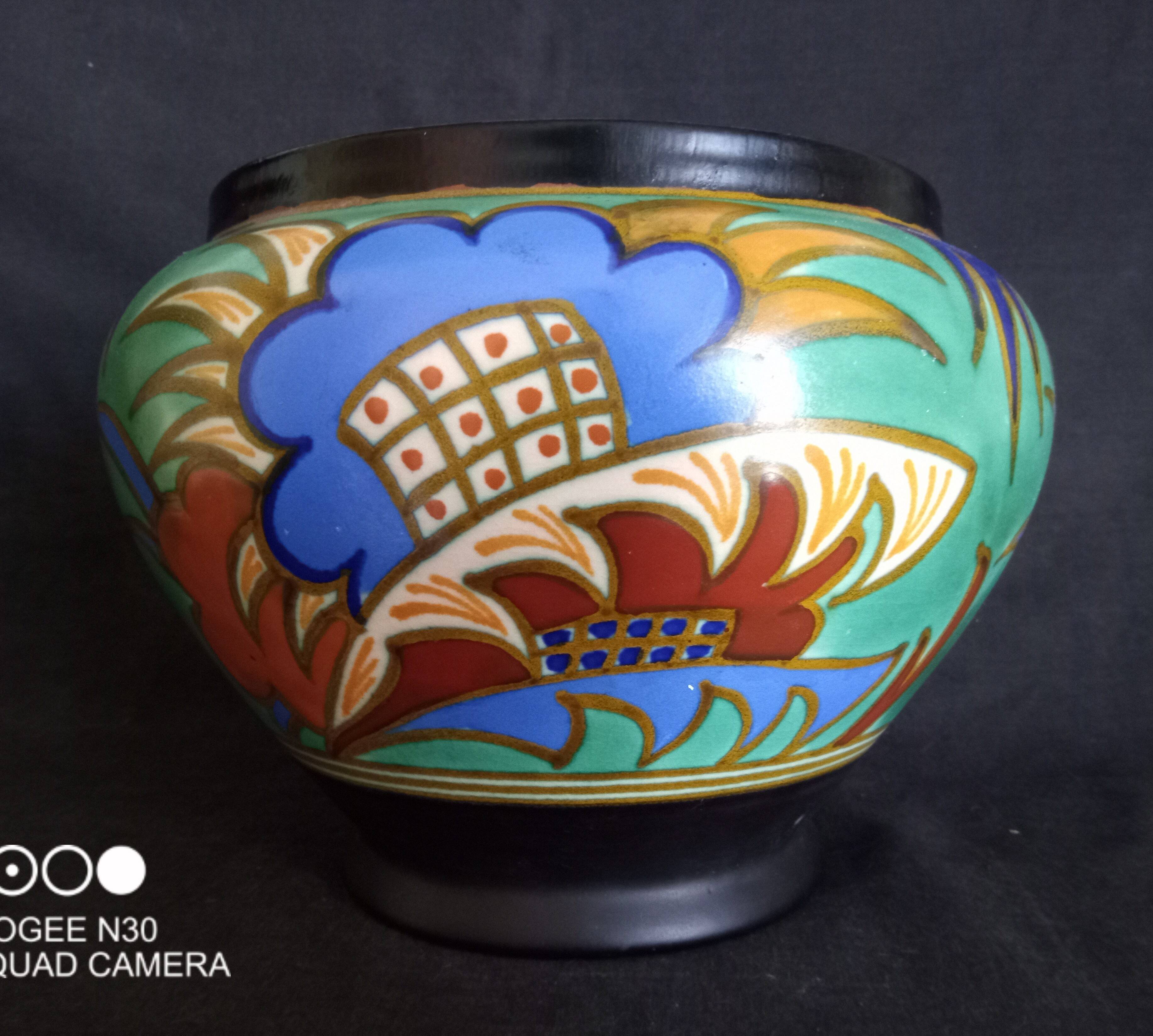 Large Gouda Vase, Art Deco geometric patterns, 1920s