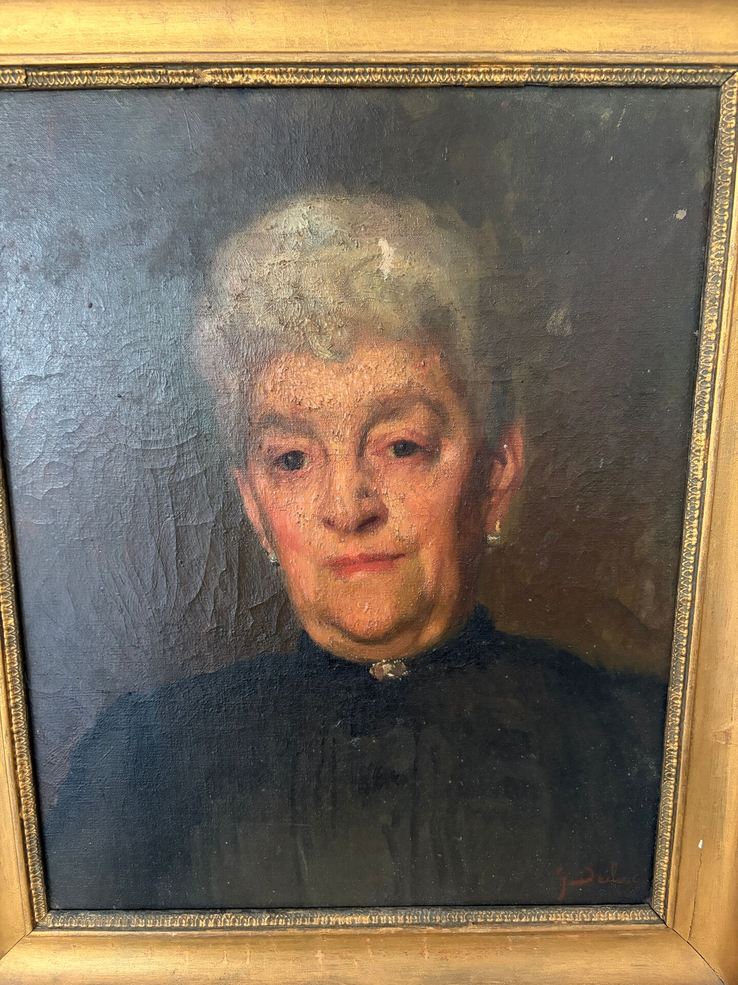 Oil portrait on canvas signed