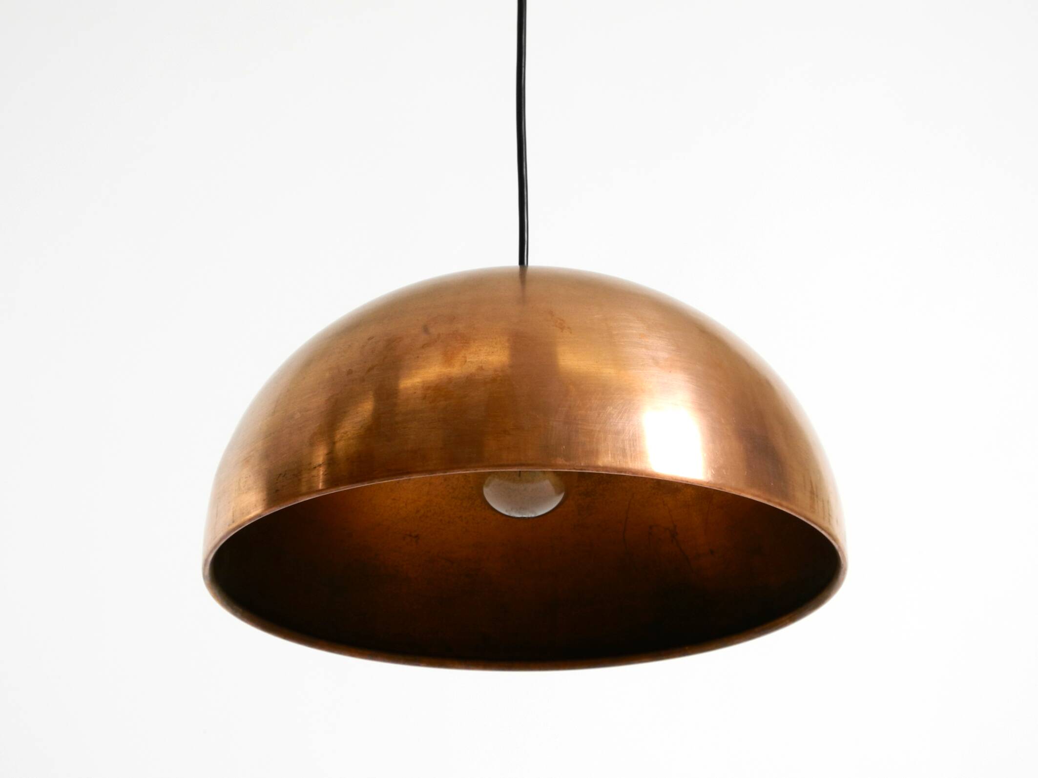 Original Italian Mid Century Modern copper dome pendant light