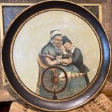 Paire de tableaux sur plats peints
