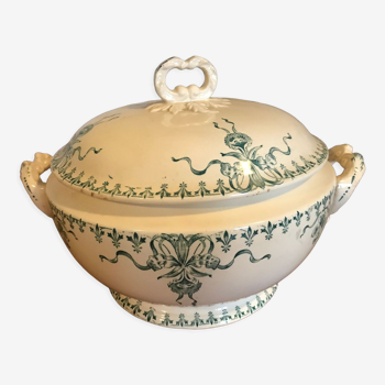 Soup-tureen in opaque porcelain from gien "venice"