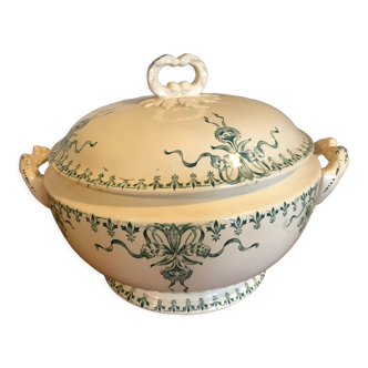 Soup-tureen in opaque porcelain from gien "venice"