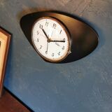 Vintage formica clock asymmetrical silent wall clock "black odo"