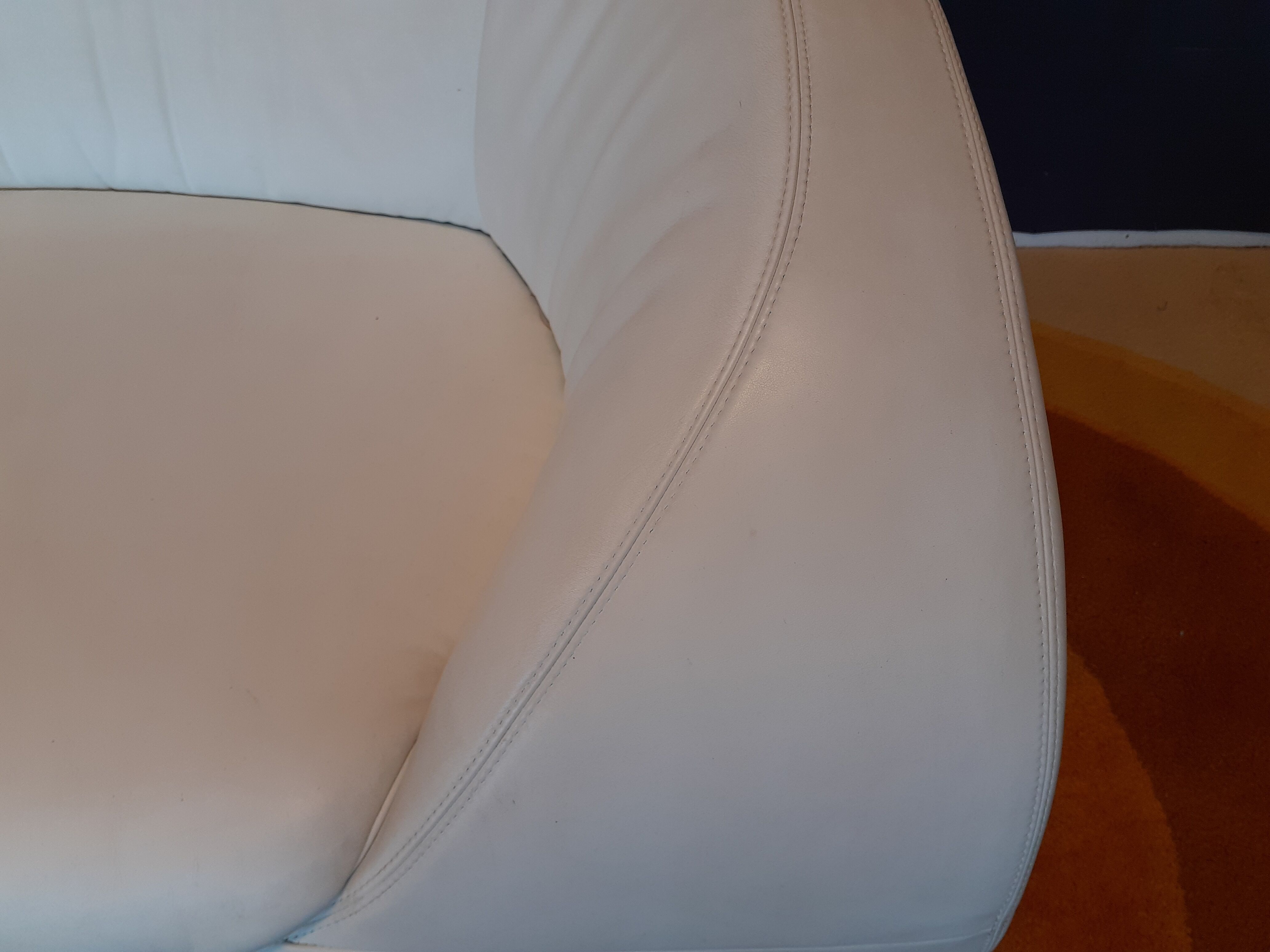 2-seater white leather sofa