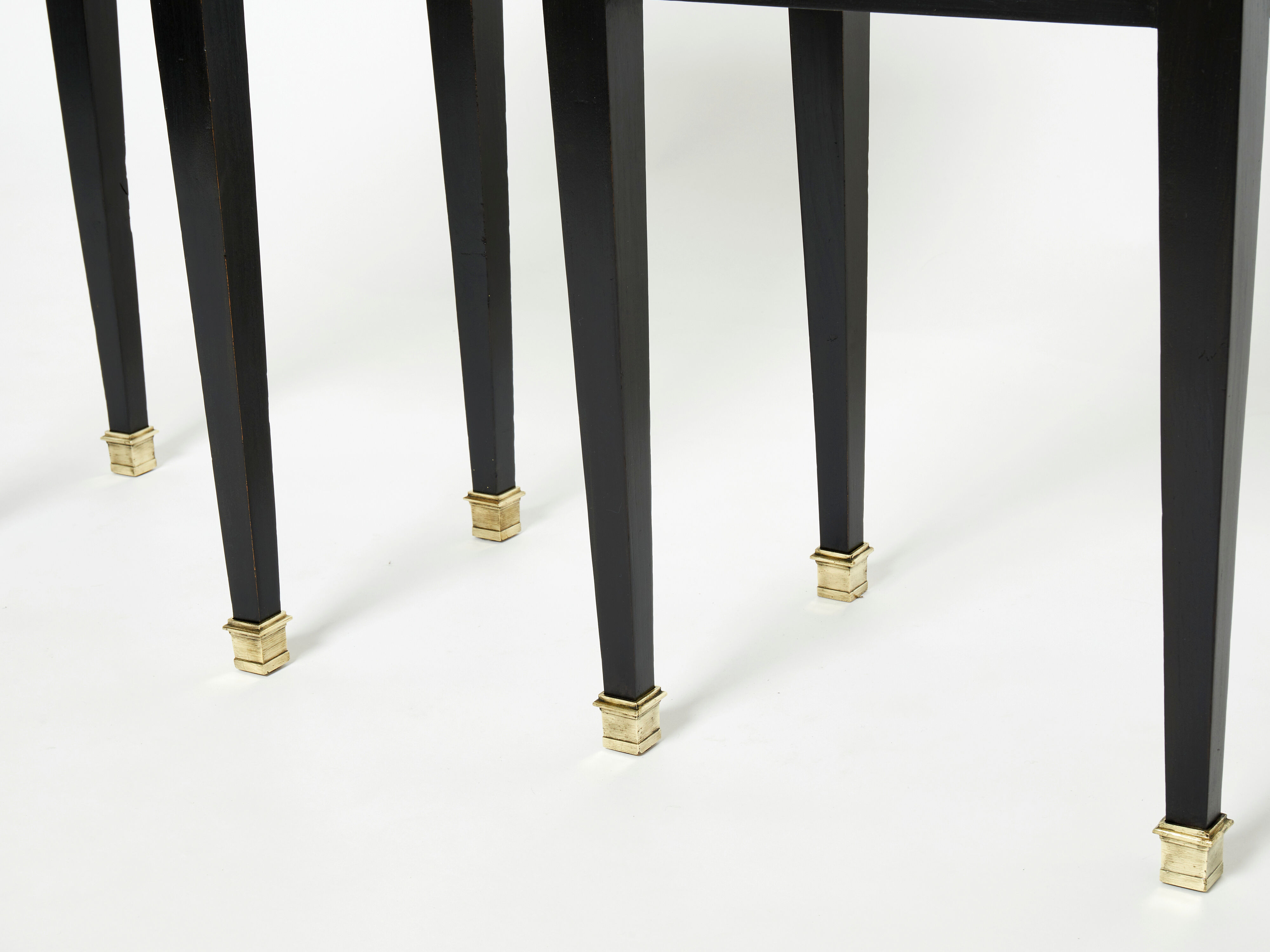 Pair of bedside tables brass brass marble House Jansen 1950