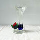 Blue red Murano glass vase with blown flower