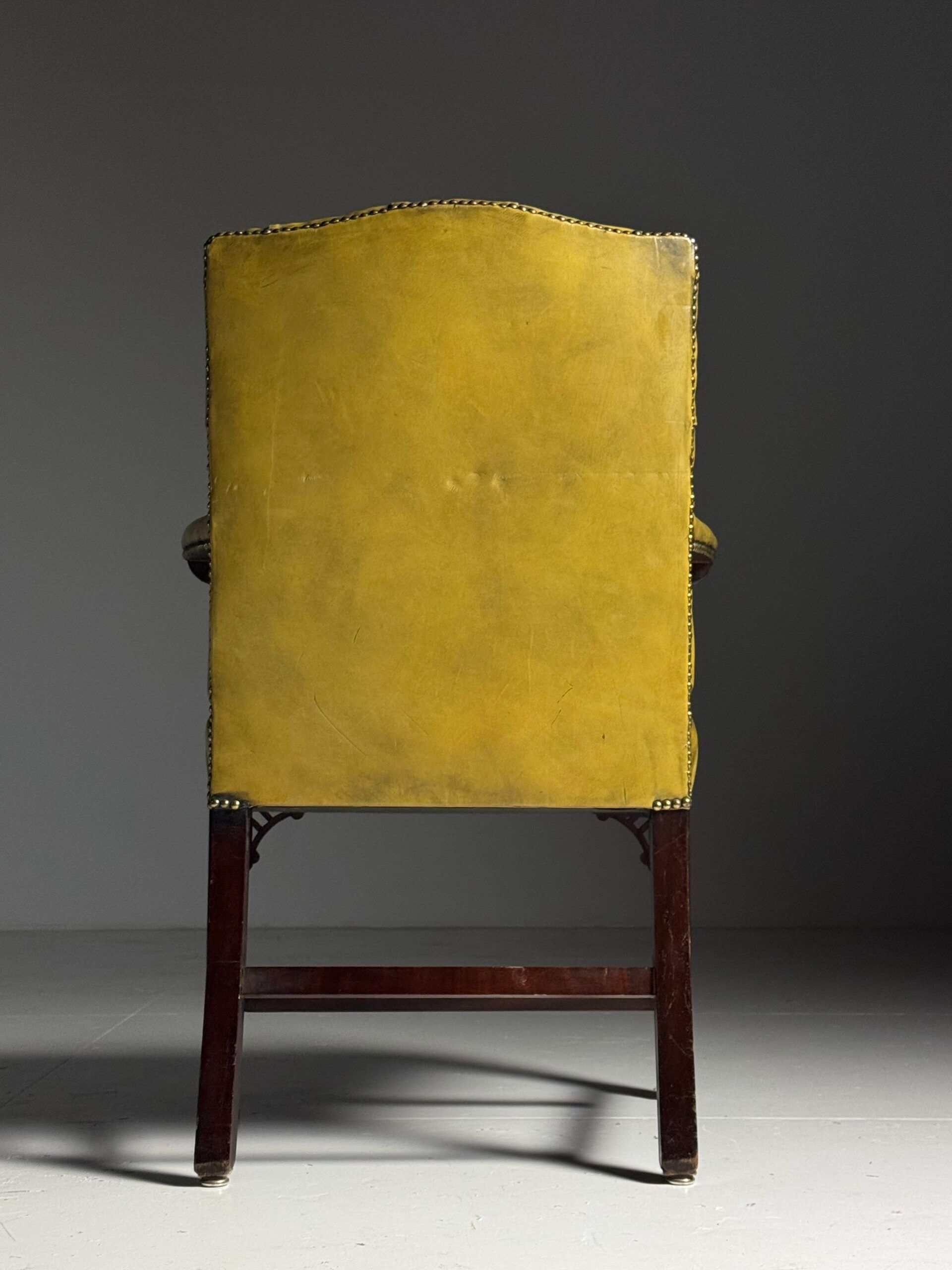 Green leather tufted office chair