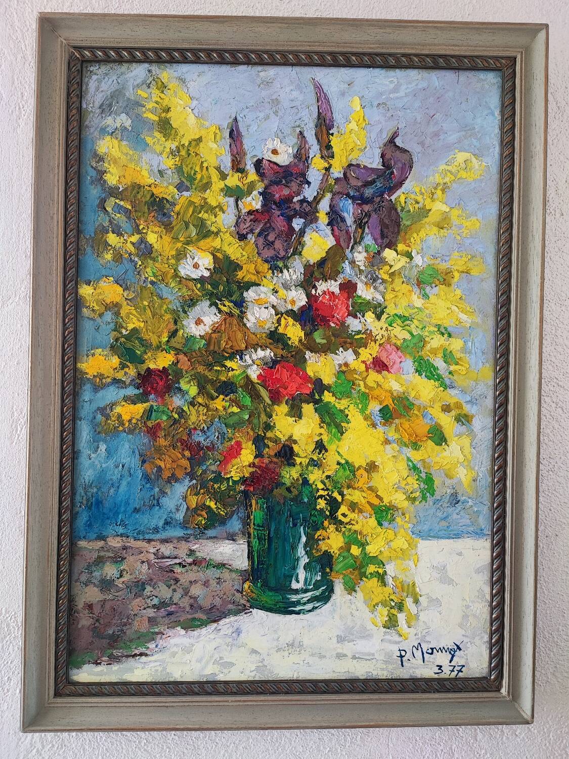 Peinture à l'huile - Bouquet de P. Monnet