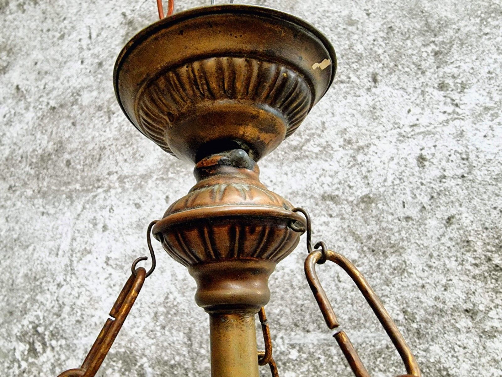Hanging lamp Art Deco copper with glass beads