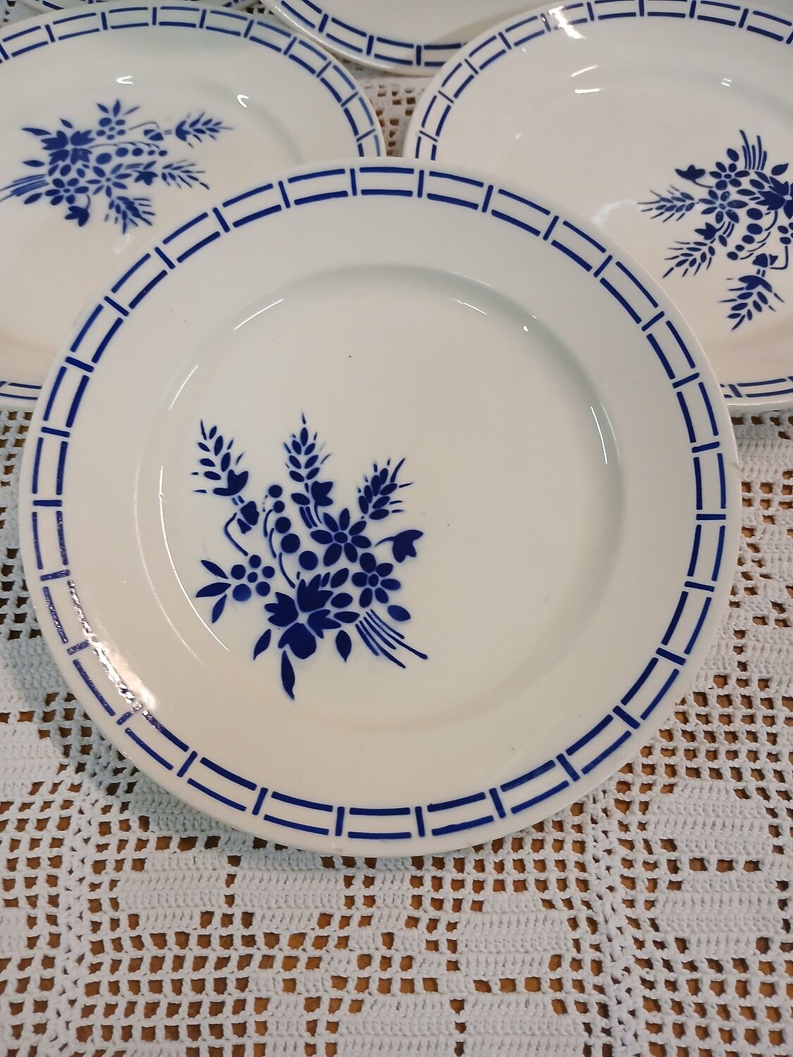 6 antique Badonviller dinner plates