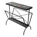 Vintage 1950s side table magazine rack ceramic & steel 50s 1950s music