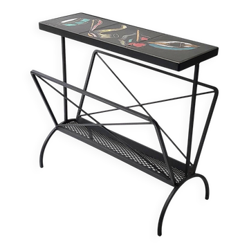 Porte-revues table d'appoint vintage 1950 ceramique & acier 50s 1950s musiq