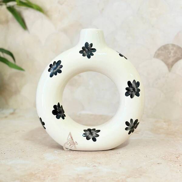 Artisanal vase Tafoukt floral