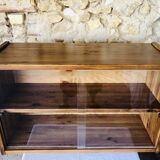 Vintage wall shelf with plexiglass sliding doors