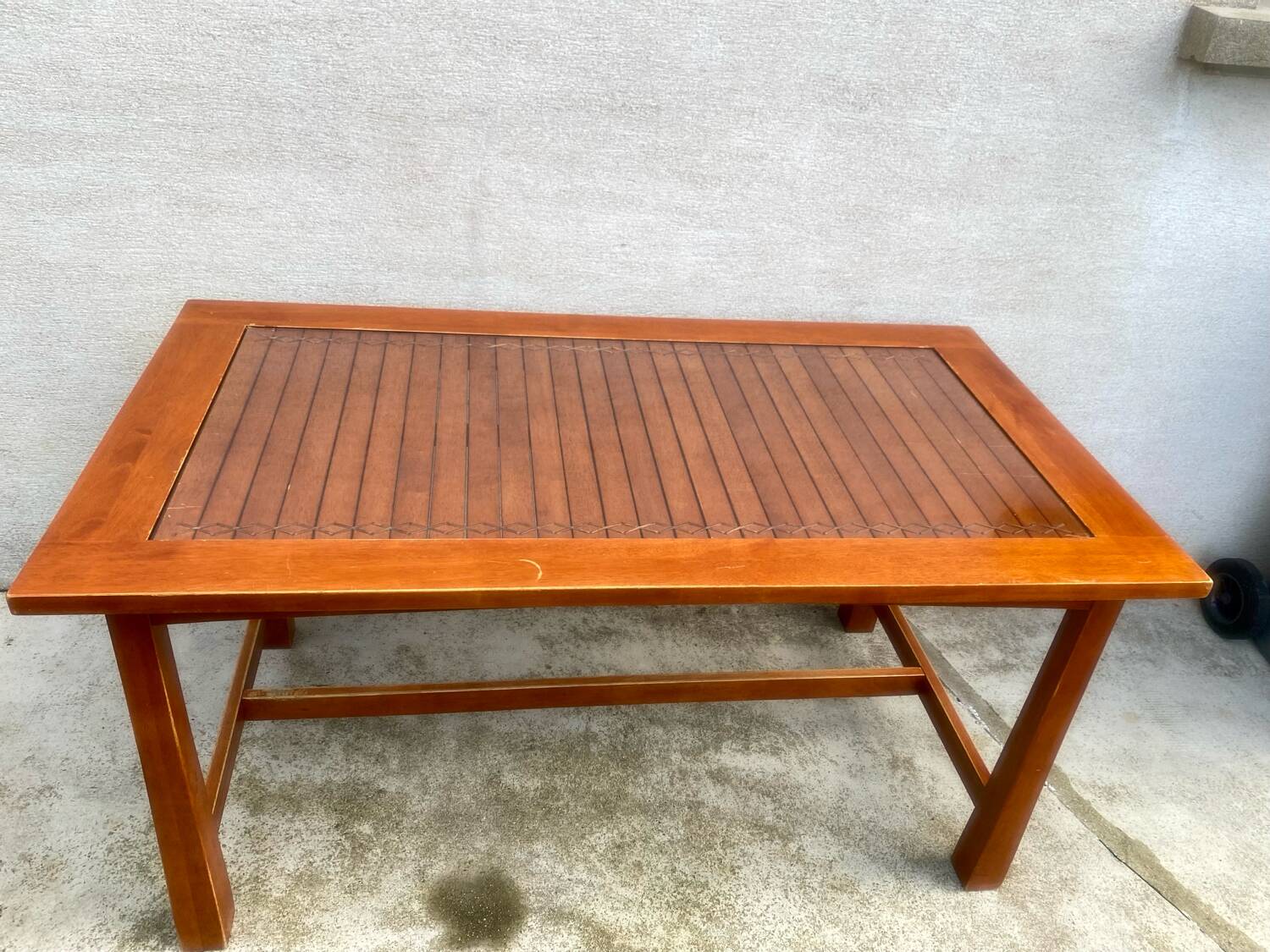 Exotic glass and solid wood table in Thailand