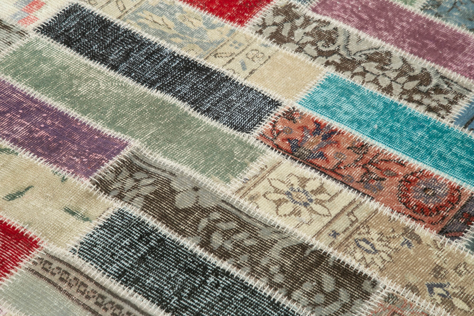 Handwoven anatolian contemporary 173 cm x 231 cm multicolor patchwork rug