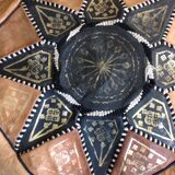 2 leather poufs