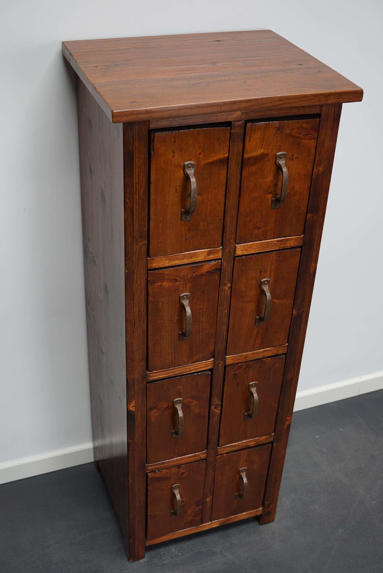 Apothecary or industrial workshop cabinet in pine Netherlands 1930