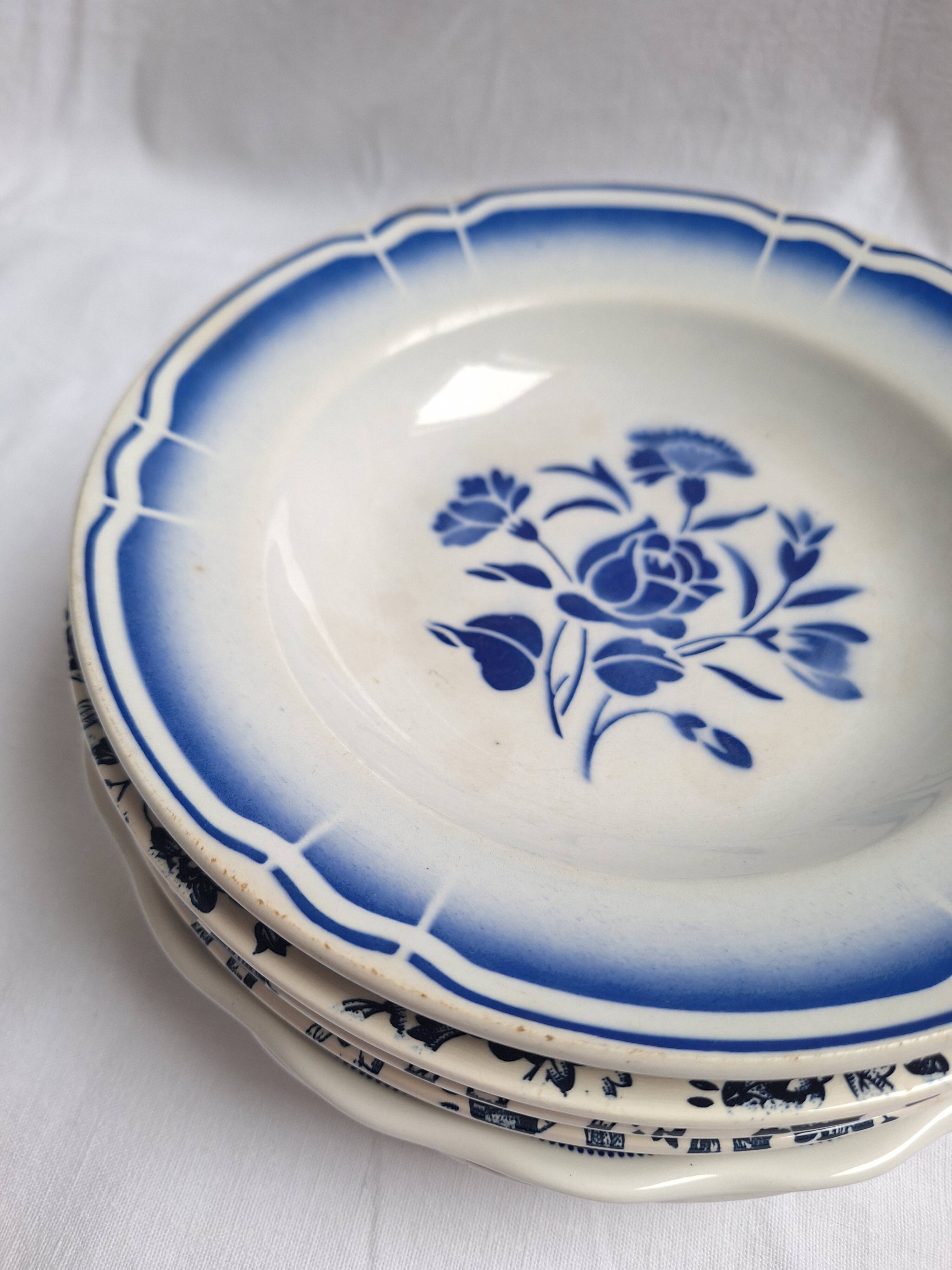 Vintage blue soup plates