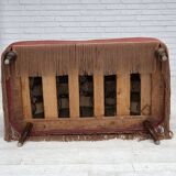 Canapé danois 2 places des années 1930, velours d'ameublement rose saumon, bois de frêne.