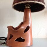 Ceramic lamp terracotta and lampshade wool 50/60