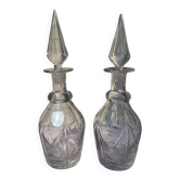 Paire de carafes en cristal – Louis-Philippe – taillées principales – bouchons d'o